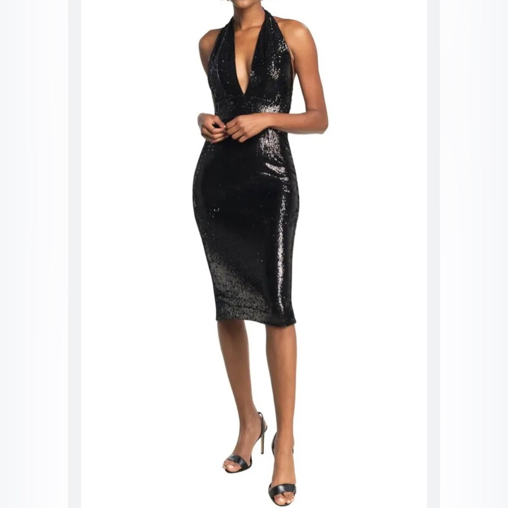 NWT Dress The Population Vanessa Sequin Halter Midi